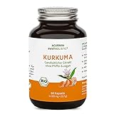 Bio Kurkuma Kapseln im Glas – 40-fache Bioverfügbarkeit ohne Pfeffer – 23 g frische Kurkuma –...