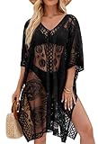 colornival Damen Bademode Überwurf für Strand und Pool, Spitze V-Ausschnitt Badeanzug Kleid,...