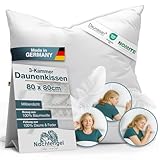 Nachtengel Daunenkissen 80x80 – 3-Kammer Kopfkissen aus 100 % Daunen & Federn – weiches...