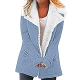 Damen-Wintermantel, große Größe, Jacke, gefüttert, Sherpa, Jacke, einfarbig, Mantel mit zwei...
