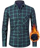 Flanellhemd Herren Kariertes Hemdjacke Langarm Wattierte Flanelljacke Holzfällerhemd Fleecejacke...