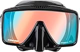 CRESSI SF1 Mask Black 380 UV Blue/Orange/Lenses - Erwachsene Rahmenlose Tauch und Schnorchelmaske im...