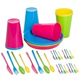 Mypicompany. Packung mit 6 wiederverwendbaren Hartplastiktellern + 6 Hartplastikbecher +...