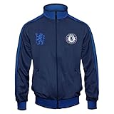 Chelsea FC Herren Retro-Trainingsjacke mit Reißverschluss - Geschenk - 100% Polyester - Dunkelblau