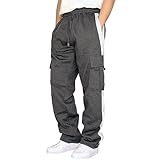 Jogginghose-Herren Bequem Trainingshose Multi Taschen Freizeithose Baggy Straight Hose Lang Laufhose...