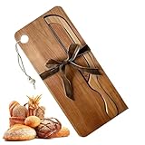 Kustimantu Brotschneidebrett, tragbares Holz-Tablett, für Links- und Rechtshänder, Bagels,...