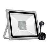 LED Strahler, 50W LED Fluter IP65 wasserdicht Außenstrahler Flutlichtstrahler Aluminium...