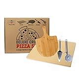 Pizzastein Set mit Pizzaschaufel aus Bambus und Pizzaschneider