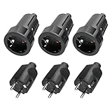 Sporgo 3x Schuko Stecker Kupplung: Stecker 230V IP44 Aussenbereich Schutzkontaktstecker mit...