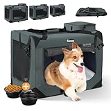 Reerooh Hundebox L 70x52x52cm, Faltbar Hundetransportbox Inkl.Hundenapf, Tragbare Hundetasche für...