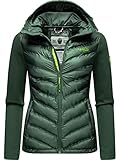 Navahoo Damen leichte Übergangsjacke Steppjacke mit Kapuze Nimm Mich Mit Dark Green Gr. L