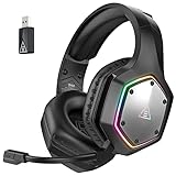EKSA Wireless Gaming Headset für PS4 PS5 PC, 2.4G USB Headset mit Mikrofon 7.1 Surround Sound, ENC...