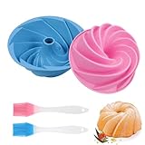 KUIZHEN Gugelhupfform Silikon, 2 Stück Silikon Backform mit 2 Stück Silikonbürste Ø 16.5 cm...