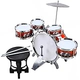 KRUZZEL Schlagzeug Kinder 5-teilig Ab 3 Jahren – Komplettes Drum-Set mit Hocker & Becken für...