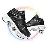 CCCYT Rollschuhe mädchen Quad Roller Skates Damen Skate Roller, 2-in-1- Skate Schuhe Sportschuhe...