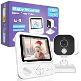 OBVHNUA Babyphone mit Kamera 2,8 Zoll Video-Babyphone 720p IPS LCD babyfon mit 1500mAh Akku 2-Wege...