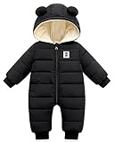 Minizone Baby Winter Overall mit Kapuze, Strampler Schneeanzug Jungen Mädchen Langarm Jumpsuit Warm...