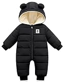 Minizone Baby Winter Overall mit Kapuze, Strampler Schneeanzug Jungen Mädchen Langarm Jumpsuit Warm...