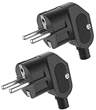 Schuko Stecker 2 Stücke Netzstecker, Europäischer Stecker mit Knickschutztülle, Schuko...