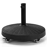 COSTWAY 23 kg Sonnenschirmständer mit Rollen, Φ52cm Schirmständer für Schirmstangen von 38/48...