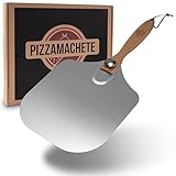 PIZZAMACHETE Pizza-Schieber Edelstahl, Pizzaheber rechteckig 35,5 x 30,5 cm, Pizzaschaufel...