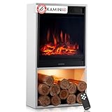 KAMINIO Elektrokamin Hugo - Elektrischer Kaminofen mit Heizung, 3D-Flammeneffekt, LED-Ambientelicht,...