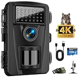 CamZeste Wildkamera, 4K 60MP Wildtierkamera mit Bewegungsmelder Nachtsicht, No Glow 940nm IR LEDs,...