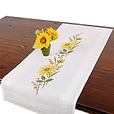 Stickpackung gelbe Blumen, komplettes vorgezeichnetes Kreuzstich Tischdecken Set, Herbst...