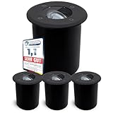 SSC-LUXon 4er Set JUAVI Bodeneinbauleuchte aussen IP67 - Bodenstrahler schwarz matt rund 230V...