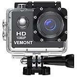 VEMONT 1080p 12MP Action Kamera Full HD 2,0 Zoll Bildschirm 30m/98 Fuß wasserdichte Sports Kamera...