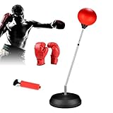 UUE Punchingball, Boxsack mit Ständer,121-145 cm höhenverstellbar, Standboxsack mit Boxhandschuhen...