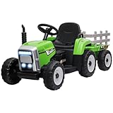 HOMCOM Elektrischer Traktor mit Anhänger, Kinder Aufsitztraktor mit Fernbedienung, Kinder...