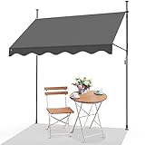 VOUNOT Klemmmarkise Balkon mit Handkurbel, höhenverstellbar Balkonmarkise ohne Bohren,...