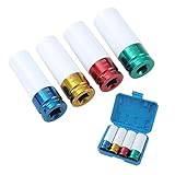 KATSU 1/2' Alu-Felgen Kraft-Stecknuss-Satz 4-teilig 17/19/21/22mm Steckschlüsselsatz Radmuttern,...