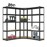 Juskys 3er Metall Regalsystem Basic - 1 Eckregal & 2 Lagerregale - 15 Böden aus MDF Holz - 2625 kg...