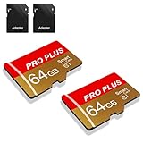 2 Pack TF Card 64GB with Adapter, High Speed Memory Card, UHS-I C10 A1 Memory TF Card for...