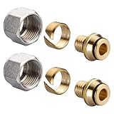 2 Stück Klemmverschraubung 16x2.2mm für Heizrohr und Verteiler, Klemmringverschraubung für...
