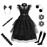 Eadaion Mädchen schwarz Halloween kostüm kinder Up lange Kostüm Kleid für Kinder Familie Fancy...