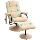 HOMCOM Relaxsessel mit Hocker, 360°drehbarer Fernsehsessel mit Massage, Liegefunktion,...