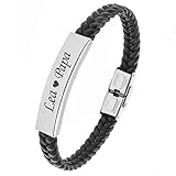 TMT Personalisiertes Leder Armband mit Gravur | braun schwarz| mit namen für Männer und Jungs...