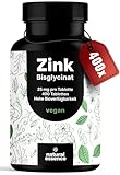 Zink Tabletten hochdosiert 25mg - 400 Tabletten hochdosiert mit Zink-Bisglycinat - Vegan und...