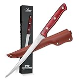 TAN REN Filitiermesser Fisch Scharf, 19 CM Profi Filetiermesser Fisch Angeln, Edelstahl...