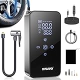 XVAWO Elektrische Luftpumpe Mini Kompressor: Fahrradpumpe mit Digitalanzeige & Wiederaufladbarer...