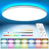 Led Deckenleuchte Dimmbar mit Fernbedienung 24W RGB Farbwechsel LED Deckenlampe Flach Rund...