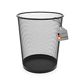 BigDean Papierkorb Mülleimer schwarz 20L Draht - Mülleimer Büro trash can- robuster Papiereimer...