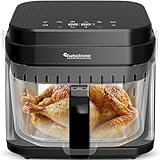 TurboTronic Heißluftfritteuse 5,5 L Glas Airfryer – Digitale Heißluft Fritteuse 40–200 °C...