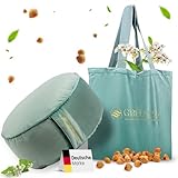 GREENESS® Meditationskissen + Tragetasche- 2-IN-1 -Bequemes, rundes Yogakissen mit pflegeleichtem...