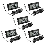 Gvolatee Pack of 5 Aquarium Digital Thermometer with Sensor, Temperature Sensor, Waterproof with...