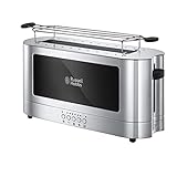 Russell Hobbs Toaster [Langschlitz für 2 Scheiben / 1 breite Brotscheibe] Elegance Glas/Edelstahl...