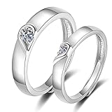 LEEQ freundschaftsringe - 925 Silber Liebe Herz Paar Ring Damen und Herren Verstellbare Ringe für...